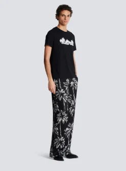 Balmain T-shirt With Palm Tree Signature Print