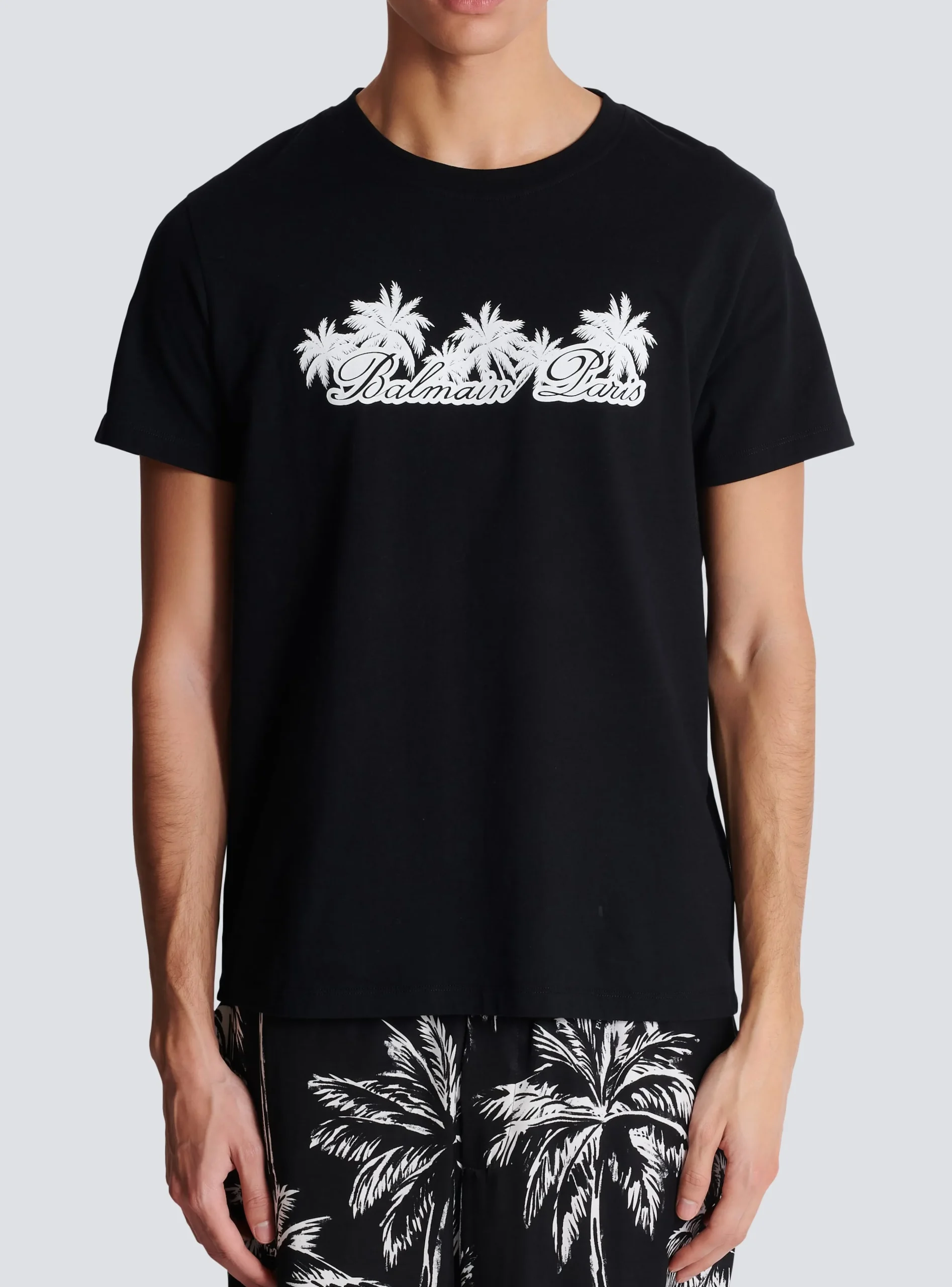 Balmain T-shirt With Palm Tree Signature Print