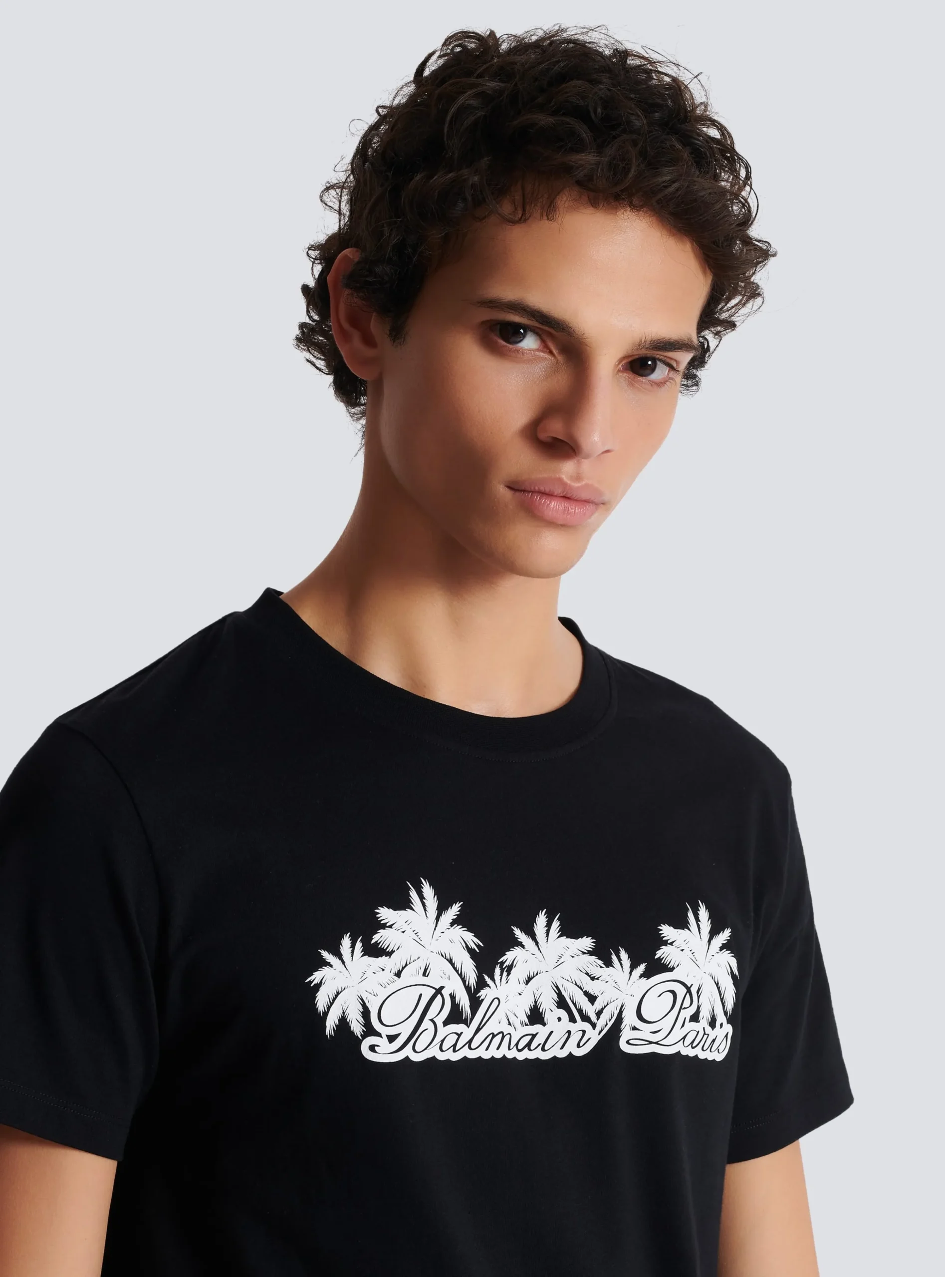 Balmain T-shirt With Palm Tree Signature Print