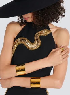 Women Balmain Tubular Bracelet In Engraved Brass