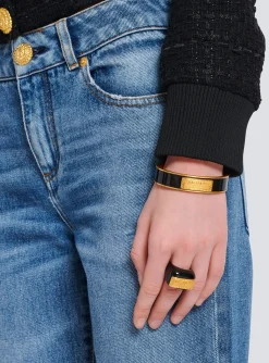 Women Balmain Tubular Signature Bracelet In Brass And Enamel