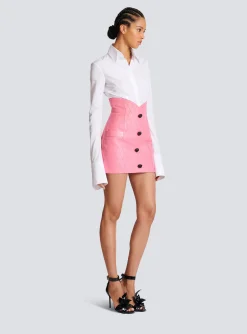 Women Balmain Tulip Skirt In Quilted Leather