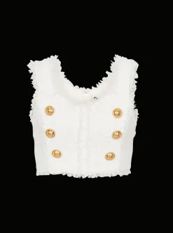Women Balmain Tweed Crop Top