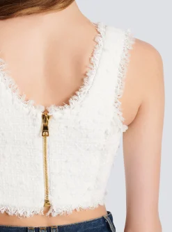Women Balmain Tweed Crop Top