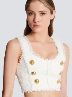Women Balmain Tweed Crop Top