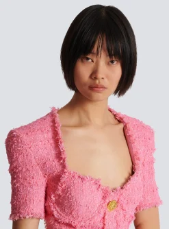 Women Balmain Tweed Dress With Buttons