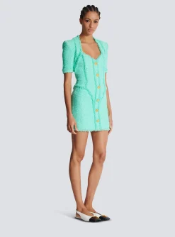 Women Balmain Tweed Dress With Buttons