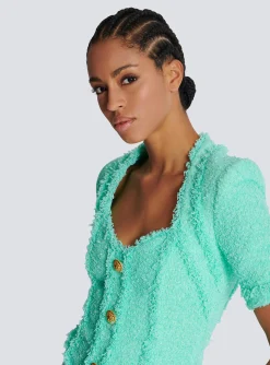 Women Balmain Tweed Dress With Buttons