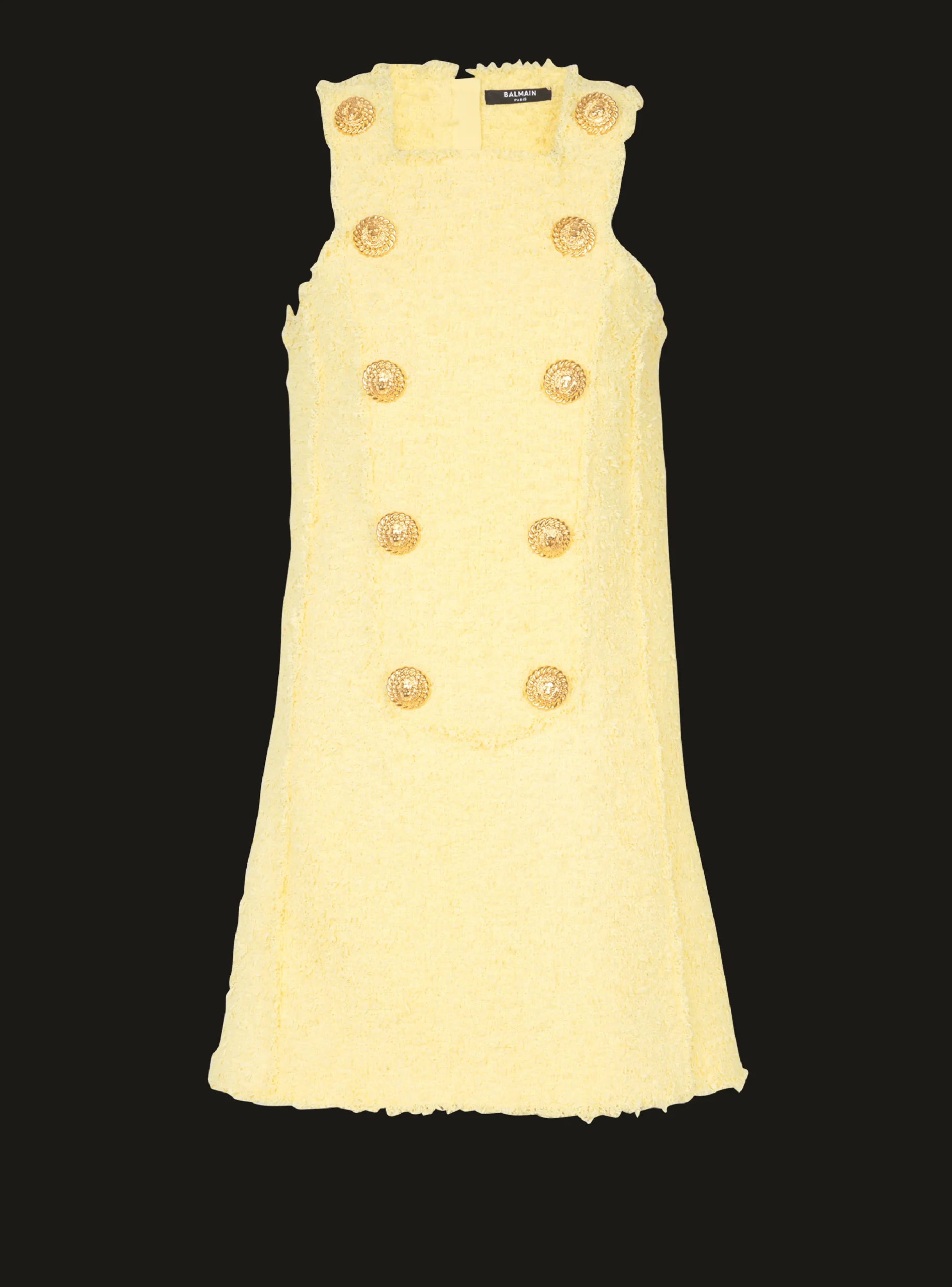 Women Balmain Tweed Swing Dress With Buttoned Plastron
