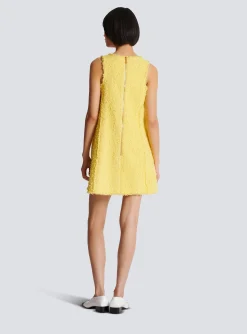 Women Balmain Tweed Swing Dress With Buttoned Plastron