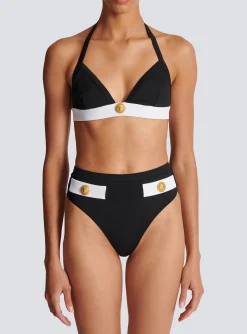 Women Balmain Two-piece Swimming Costume With Buttons