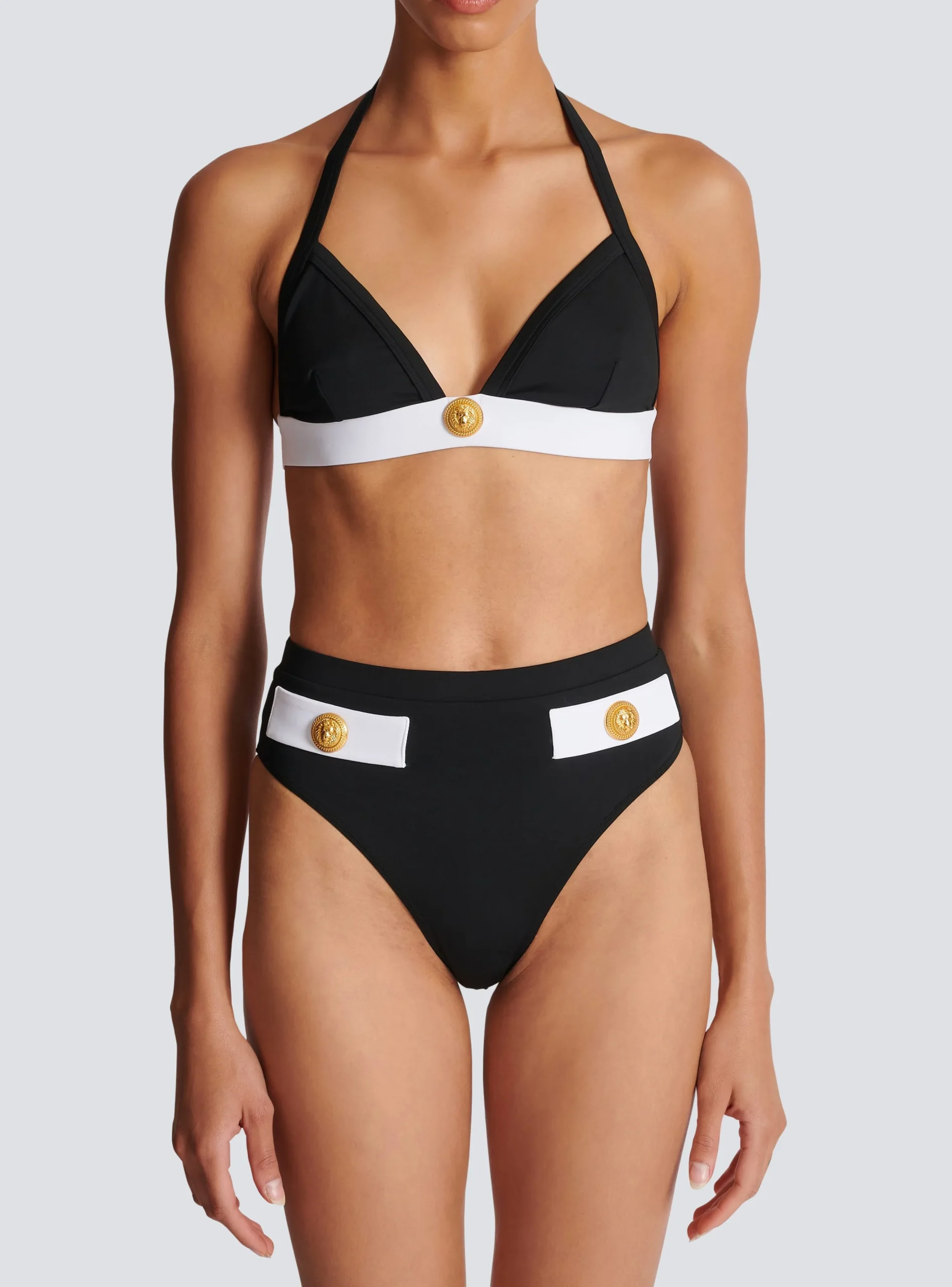 Women Balmain Two-piece Swimming Costume With Buttons