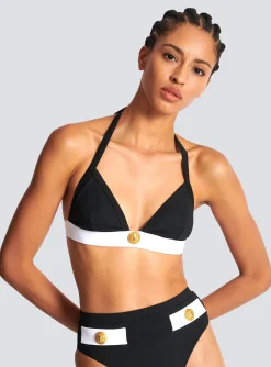 Women Balmain Two-piece Swimming Costume With Buttons