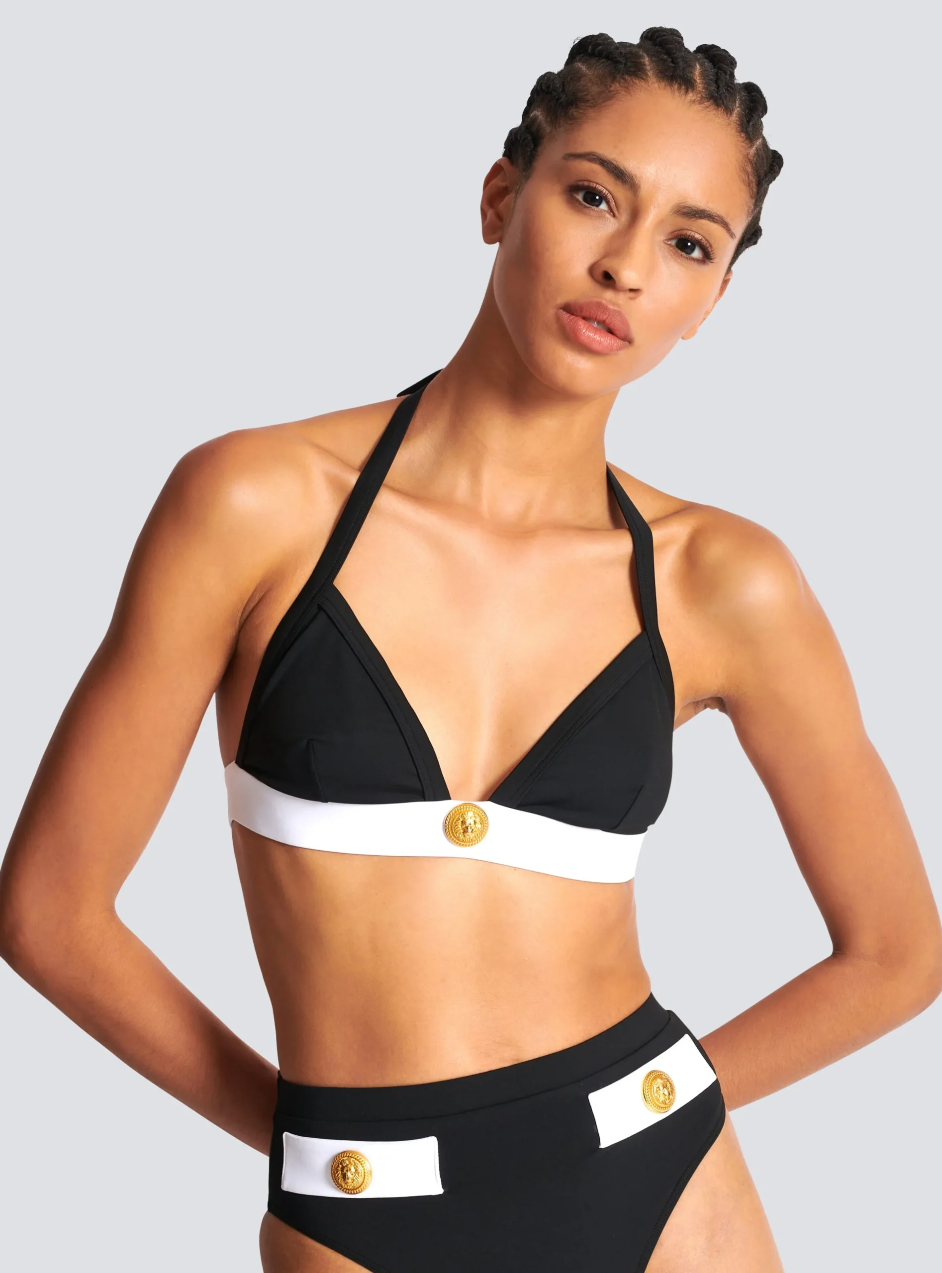 Women Balmain Two-piece Swimming Costume With Buttons