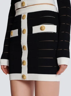 Women Balmain Two-tone Buttoned Knit Skirt