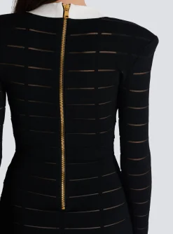 Women Balmain Two-tone Knit Dress With Buttons