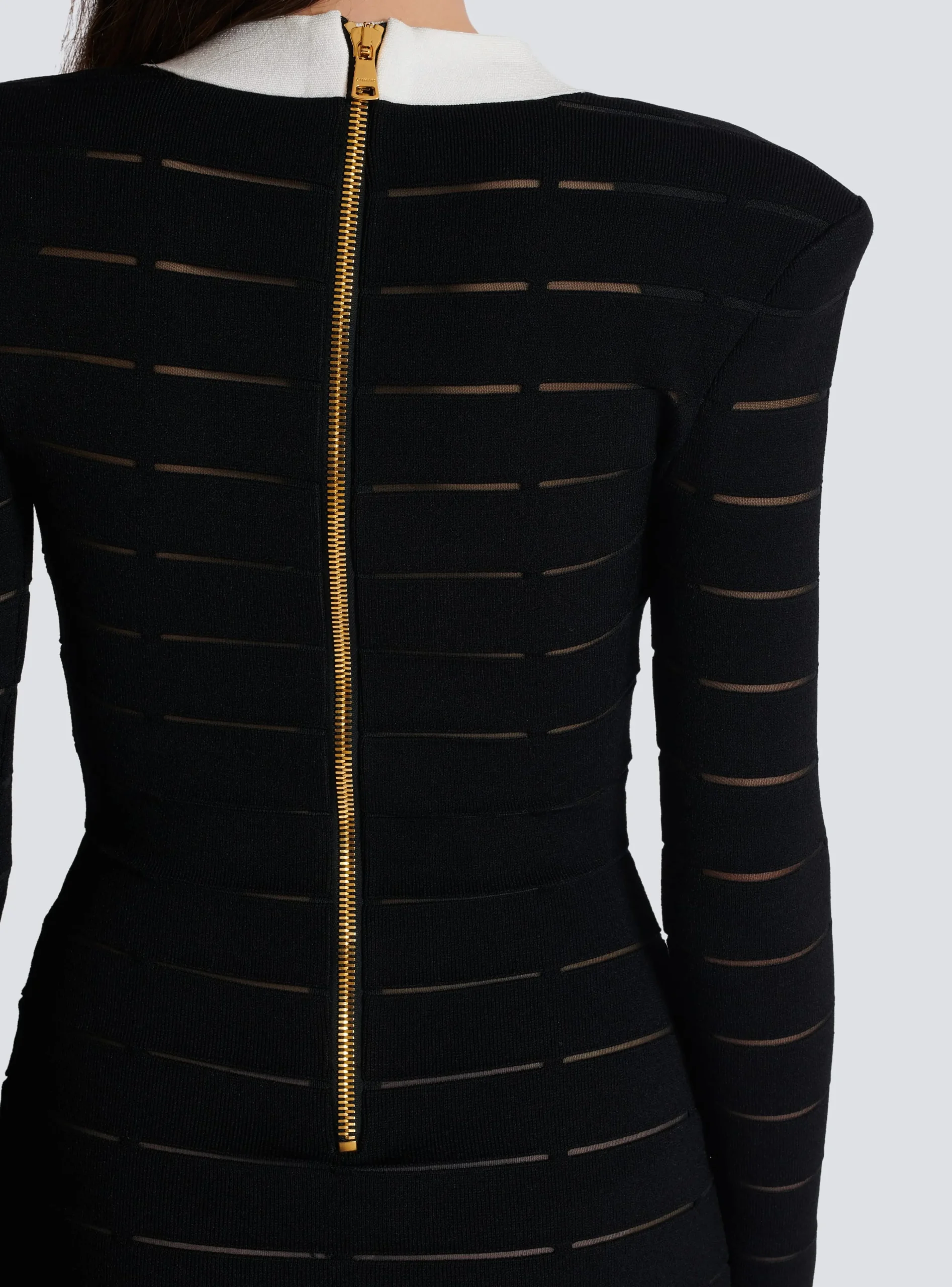 Women Balmain Two-tone Knit Dress With Buttons