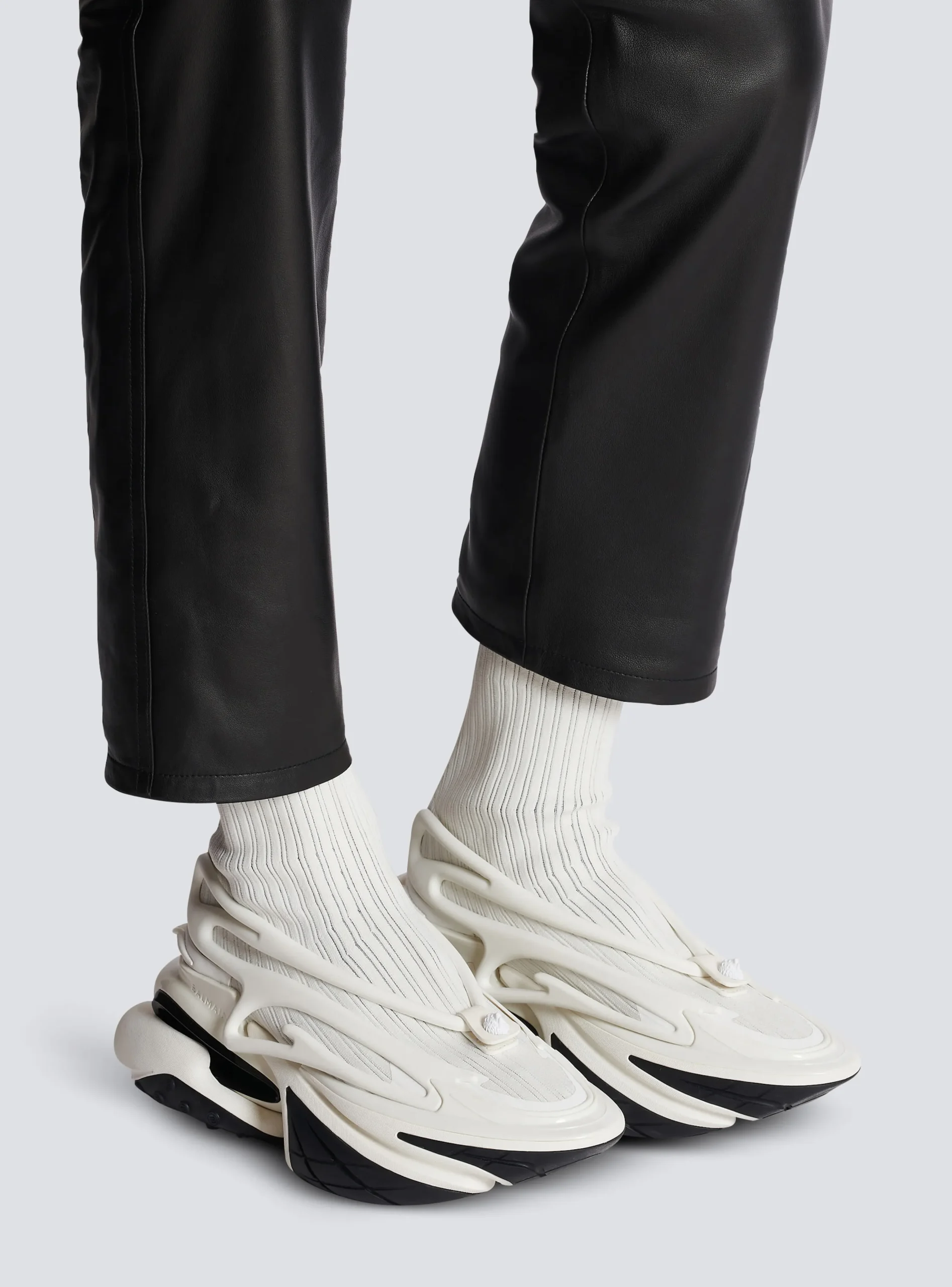 Balmain Unicorn High-top Trainers In Mesh And Leather