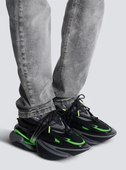 Balmain Unicorn Low Trainers In Neoprene And Calfskin