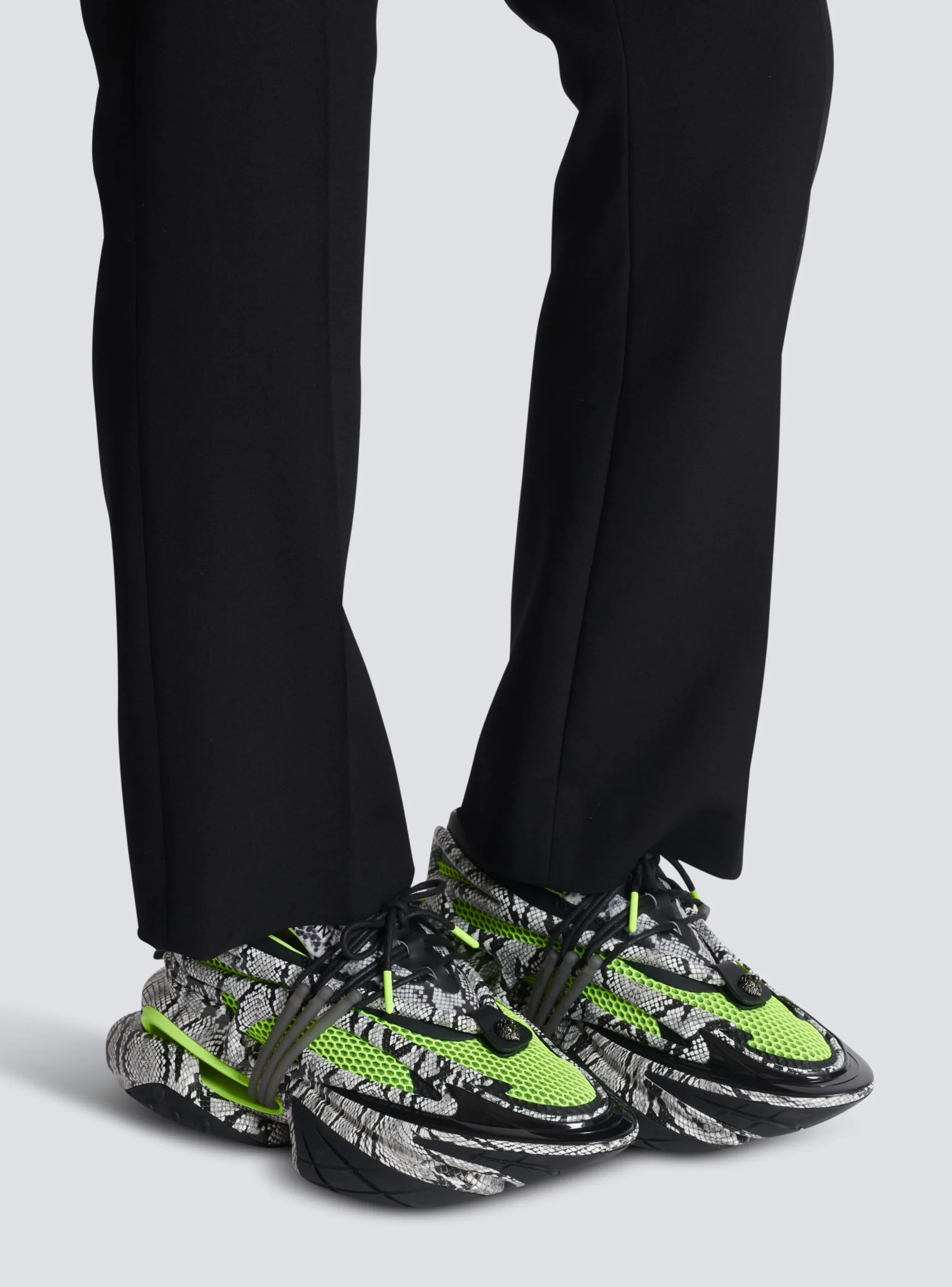 Balmain Unicorn Mesh And Snakeskin-effect Leather Trainers