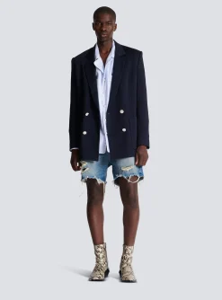 Balmain Unisex Shorts In Vintage Wash Denim