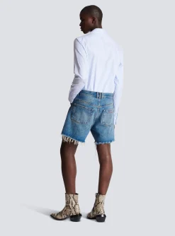 Balmain Unisex Shorts In Vintage Wash Denim