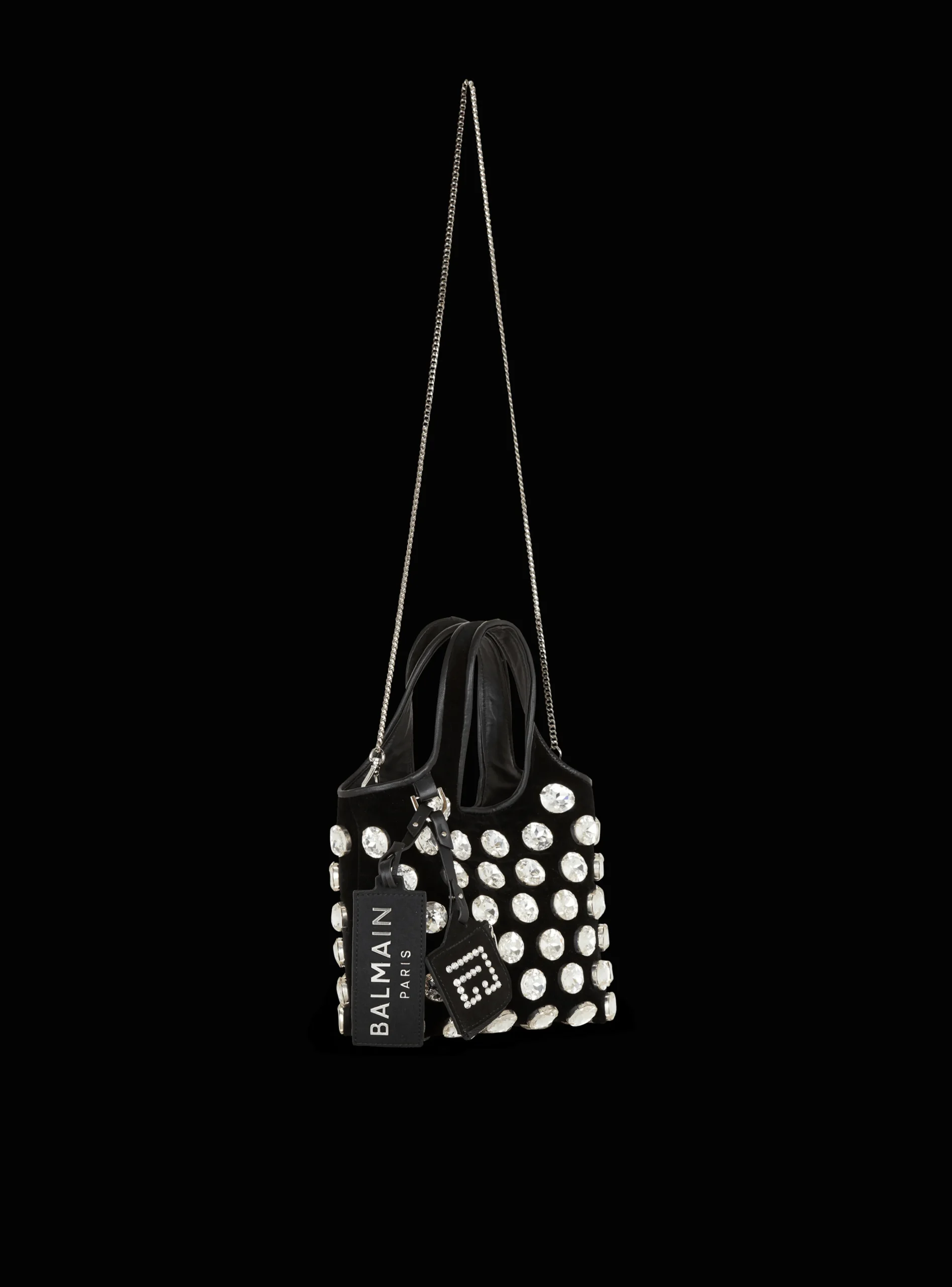 Women Balmain Velvet And Crystal Grocery Bag