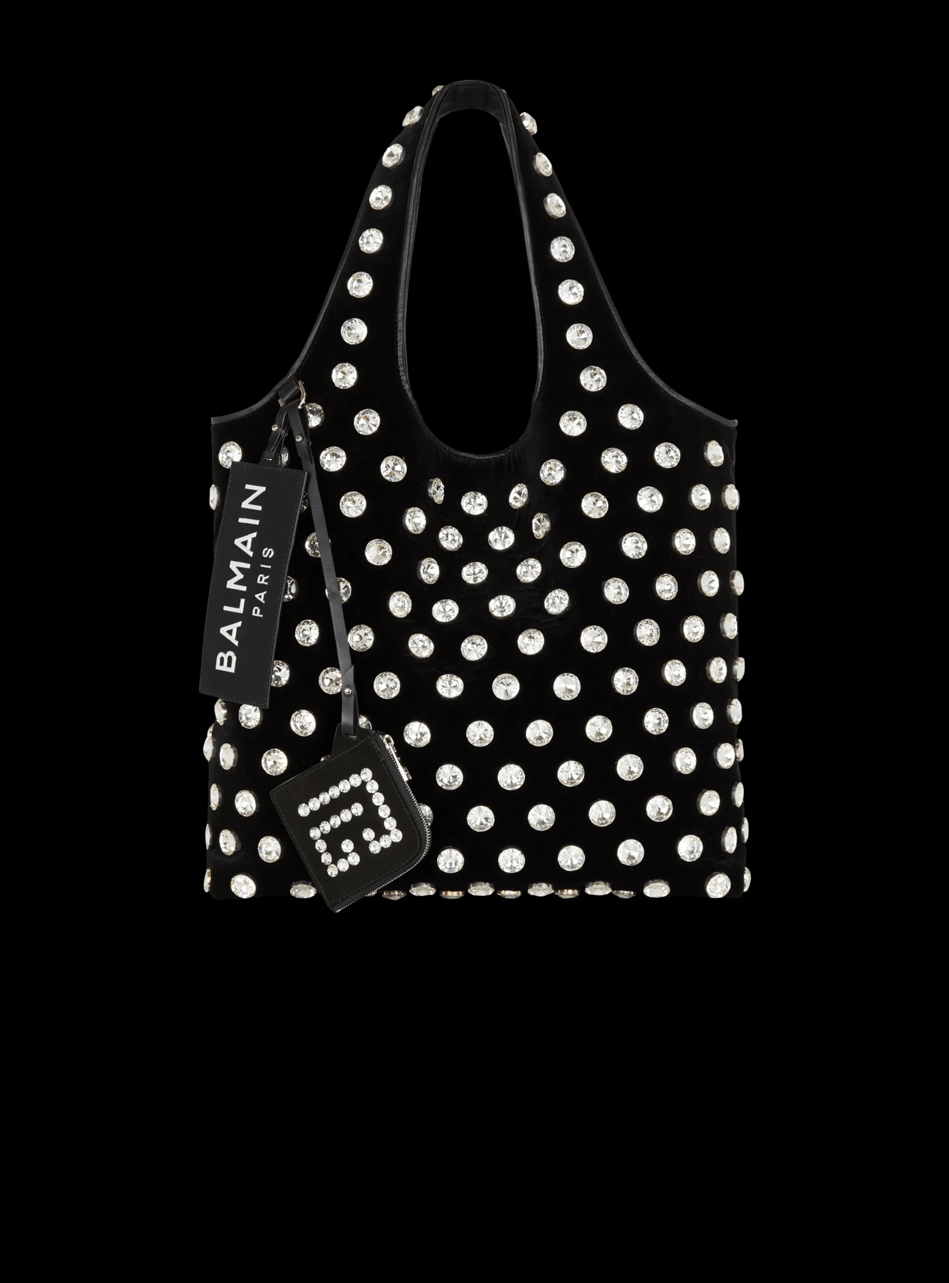 Women Balmain Velvet And Crystal Grocery Bag
