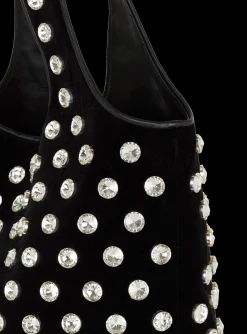 Women Balmain Velvet And Crystal Grocery Bag