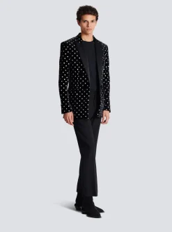 Balmain Velvet Jacket With Glitter Dots