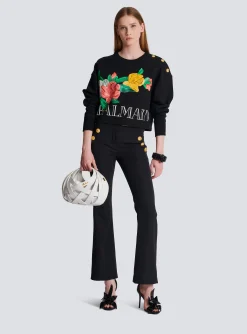 Women Balmain Vintage Sweatshirt With Roses Print