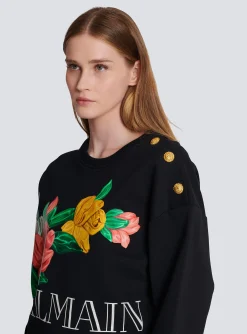 Women Balmain Vintage Sweatshirt With Roses Print