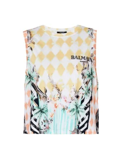 Women Balmain Vintage Tank Top With Baroque Print