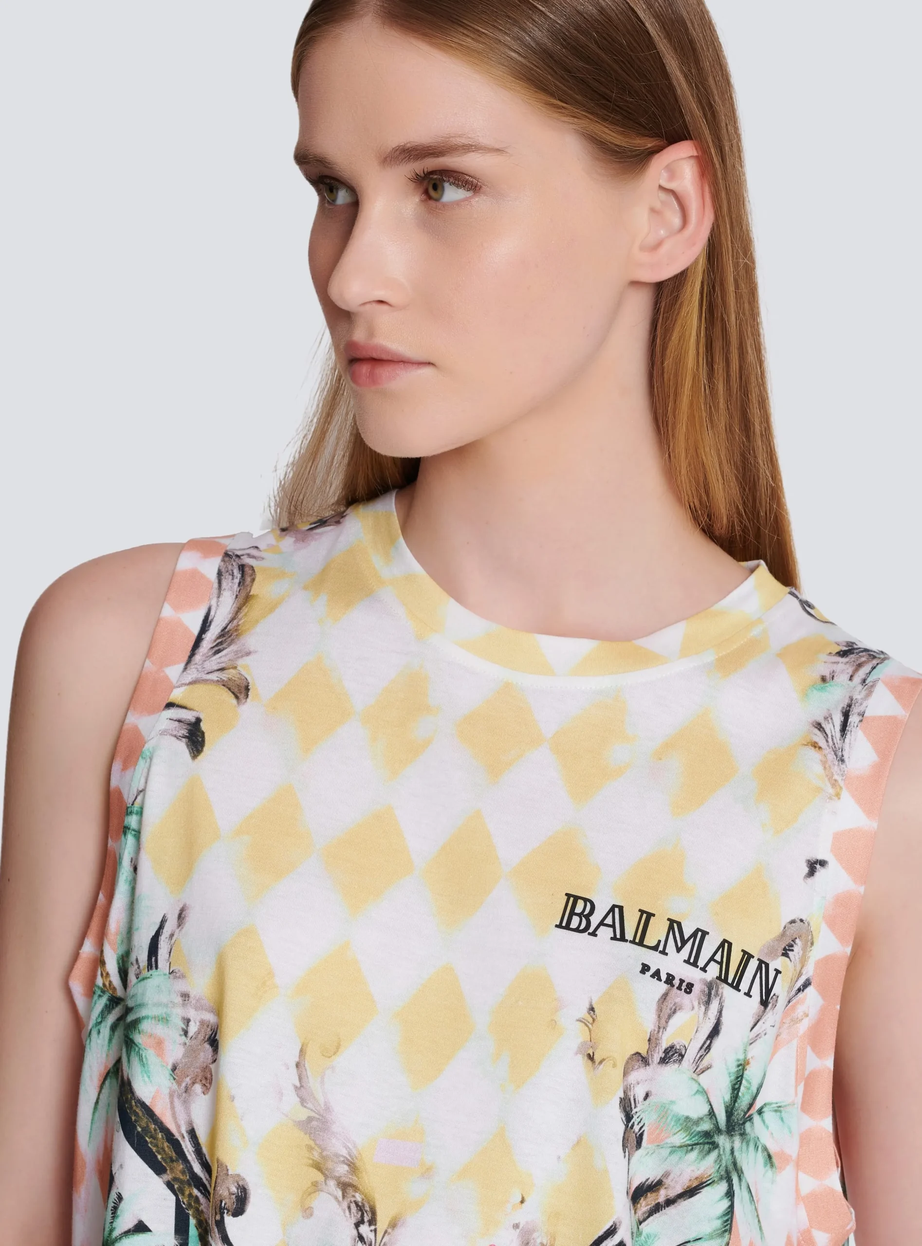 Women Balmain Vintage Tank Top With Baroque Print