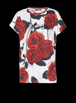 Women Balmain Vintage T-shirt With Roses Print