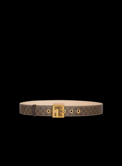 Women Balmain Waxed Monogram Canvas P-Belt