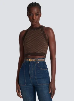 Women Balmain Waxed Monogram Canvas P-Belt