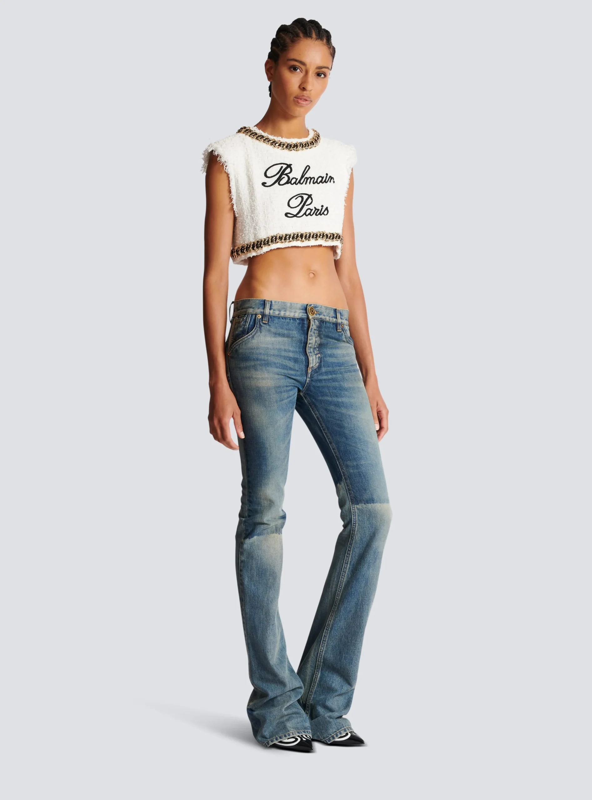 Women Balmain Western Bootcut Denim Jeans