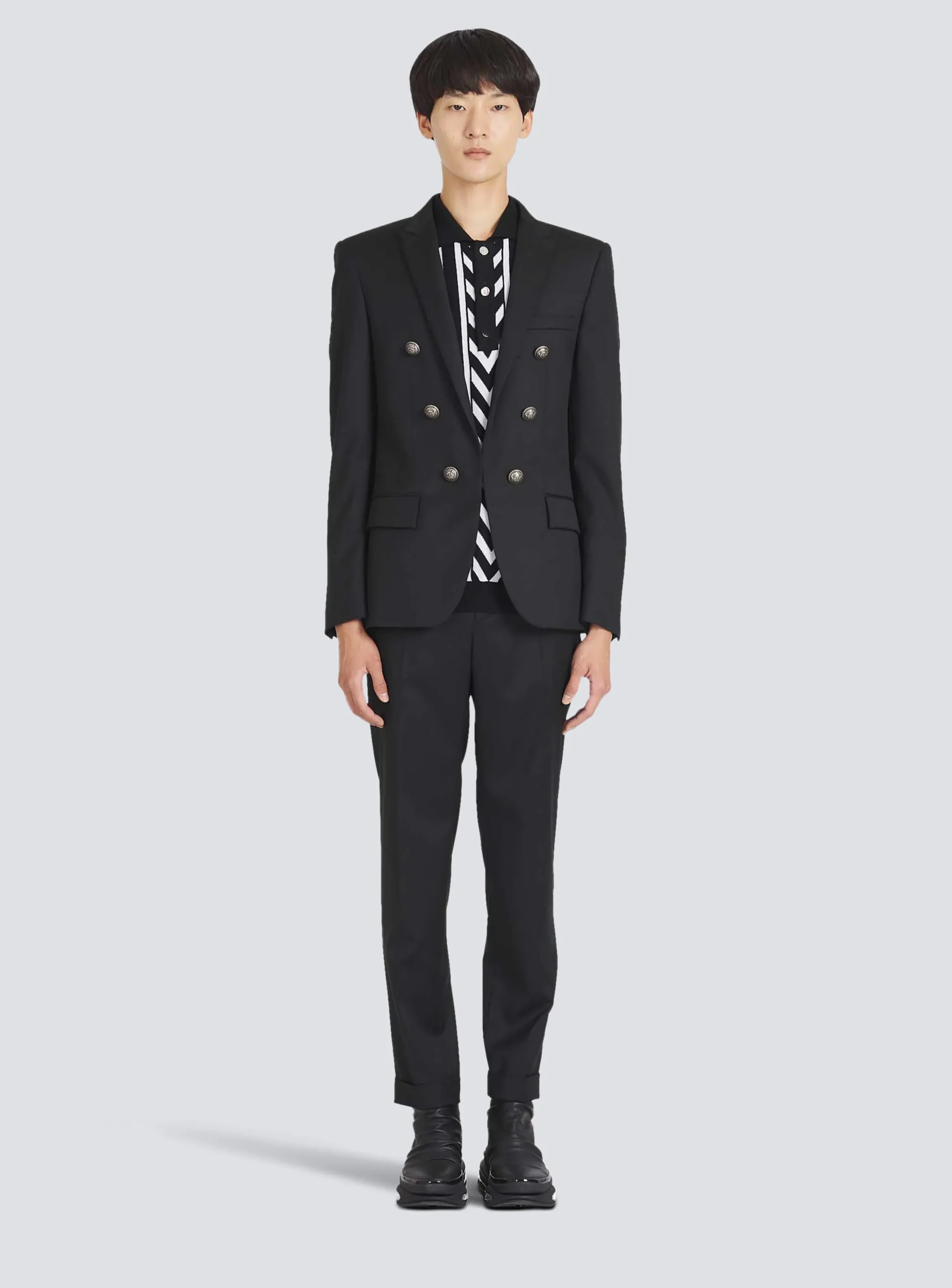 Balmain Wool Blazer With Double-breasted Silver-tone Buttoned Fastening