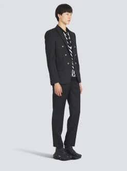 Balmain Wool Blazer With Double-breasted Silver-tone Buttoned Fastening