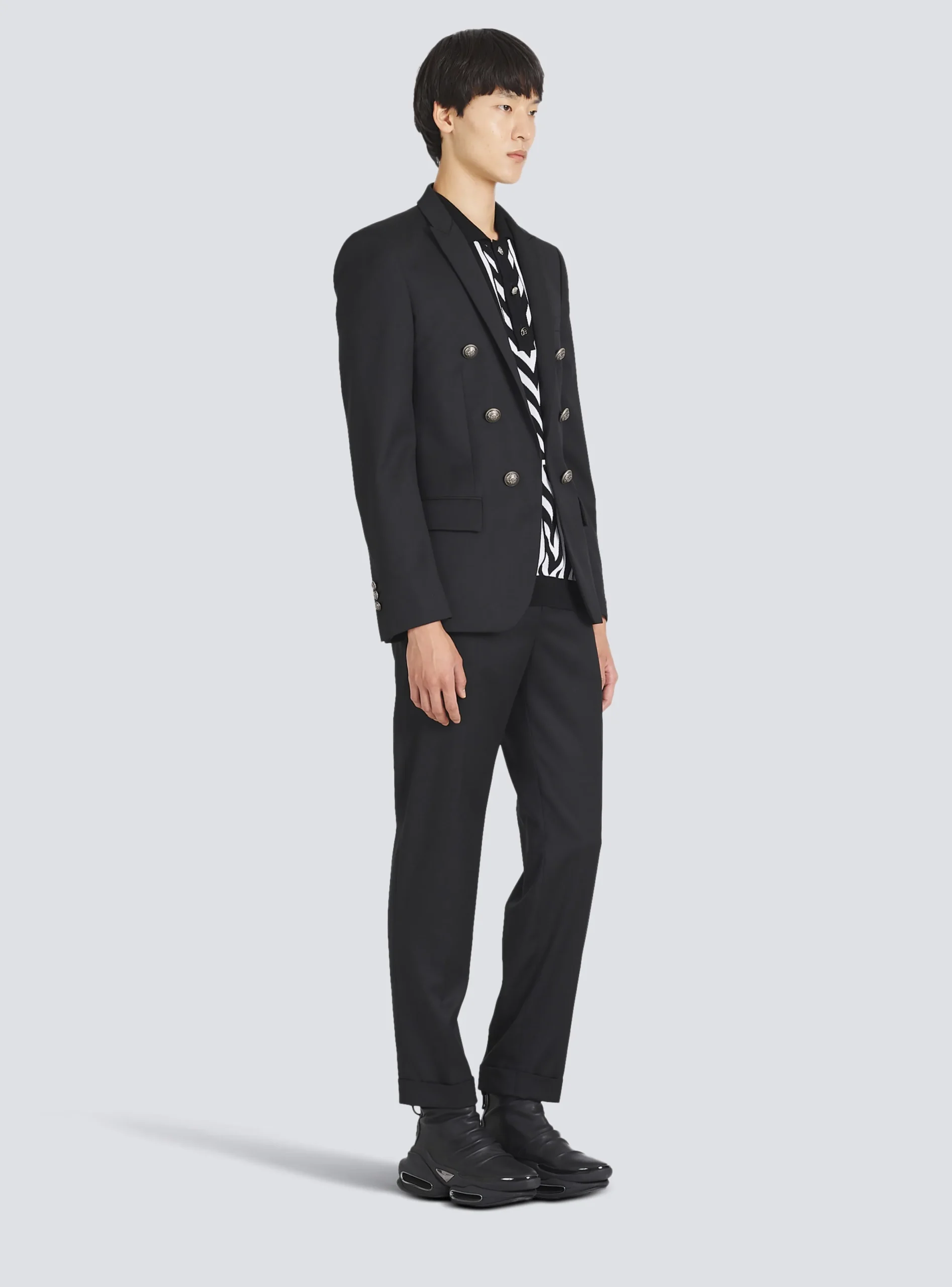 Balmain Wool Blazer With Double-breasted Silver-tone Buttoned Fastening