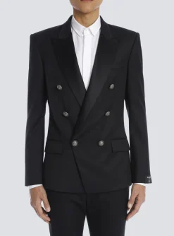 Balmain Wool Blazer With Double-breasted Silver-tone Buttoned Fastening
