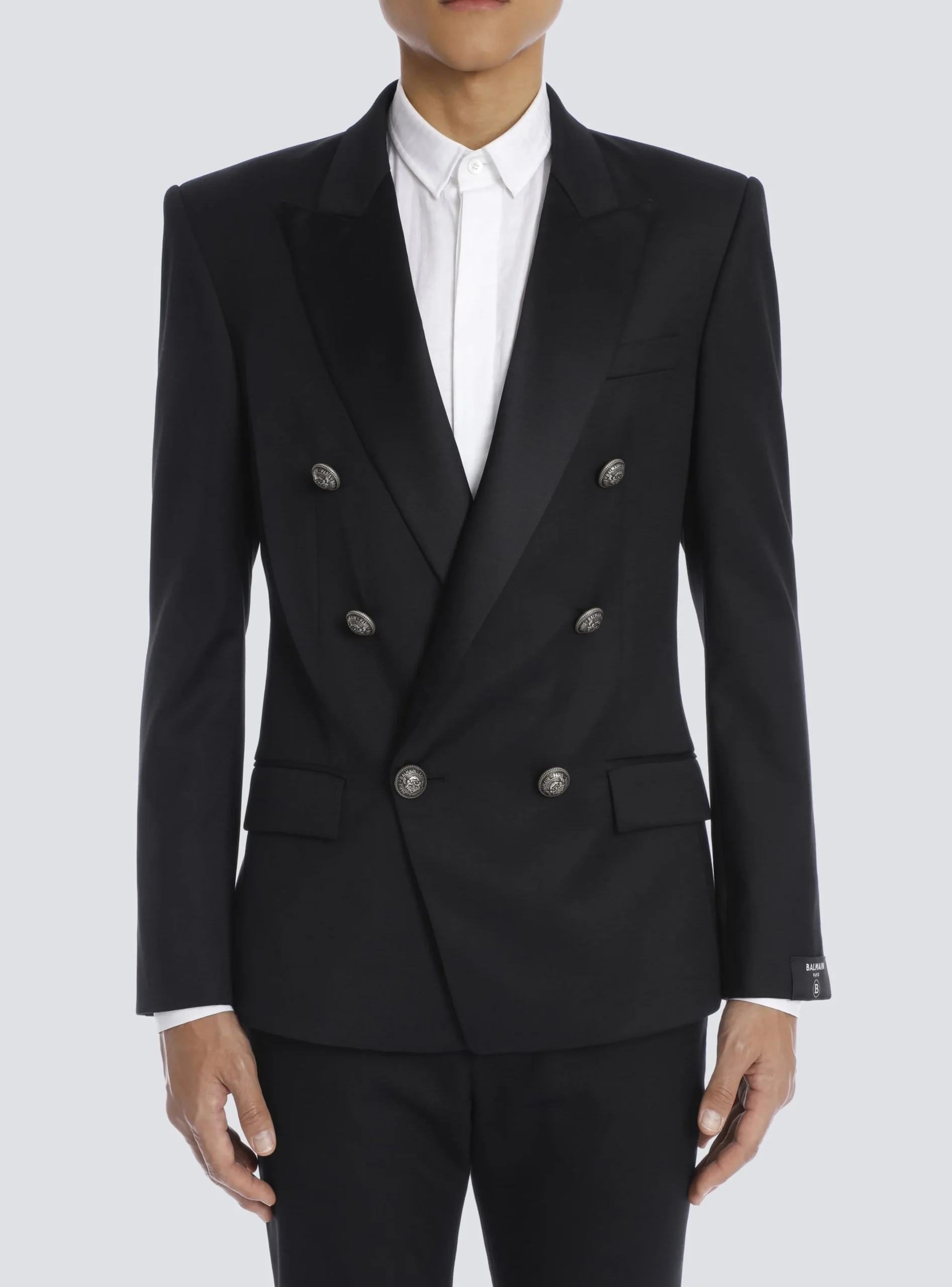 Balmain Wool Blazer With Double-breasted Silver-tone Buttoned Fastening
