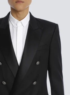 Balmain Wool Blazer With Double-breasted Silver-tone Buttoned Fastening