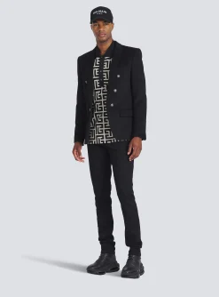 Balmain Wool Blazer With Double-breasted Silver-tone Buttoned Fastening