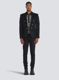 Balmain Wool Blazer With Double-breasted Silver-tone Buttoned Fastening