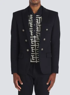 Balmain Wool Blazer With Double-breasted Silver-tone Buttoned Fastening