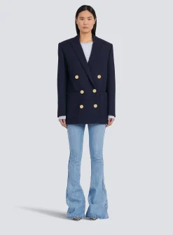 Women Balmain Wool Double-breasted Boyfriend Jacket