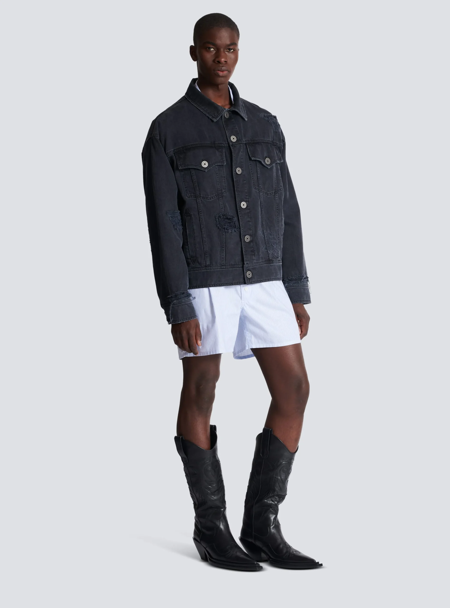 Balmain Worn-effect Denim Jacket