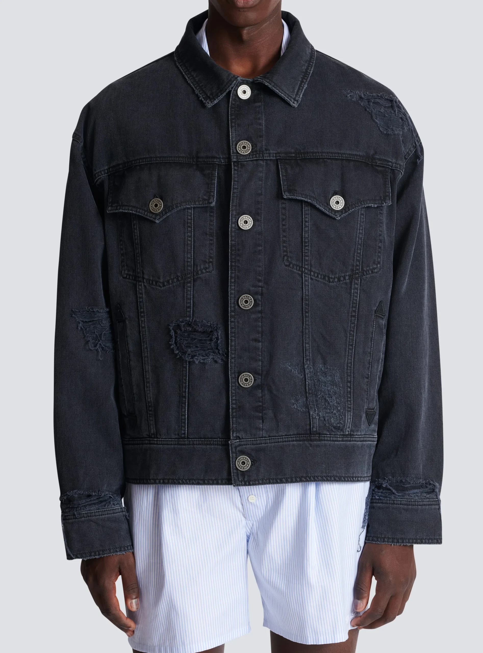 Balmain Worn-effect Denim Jacket